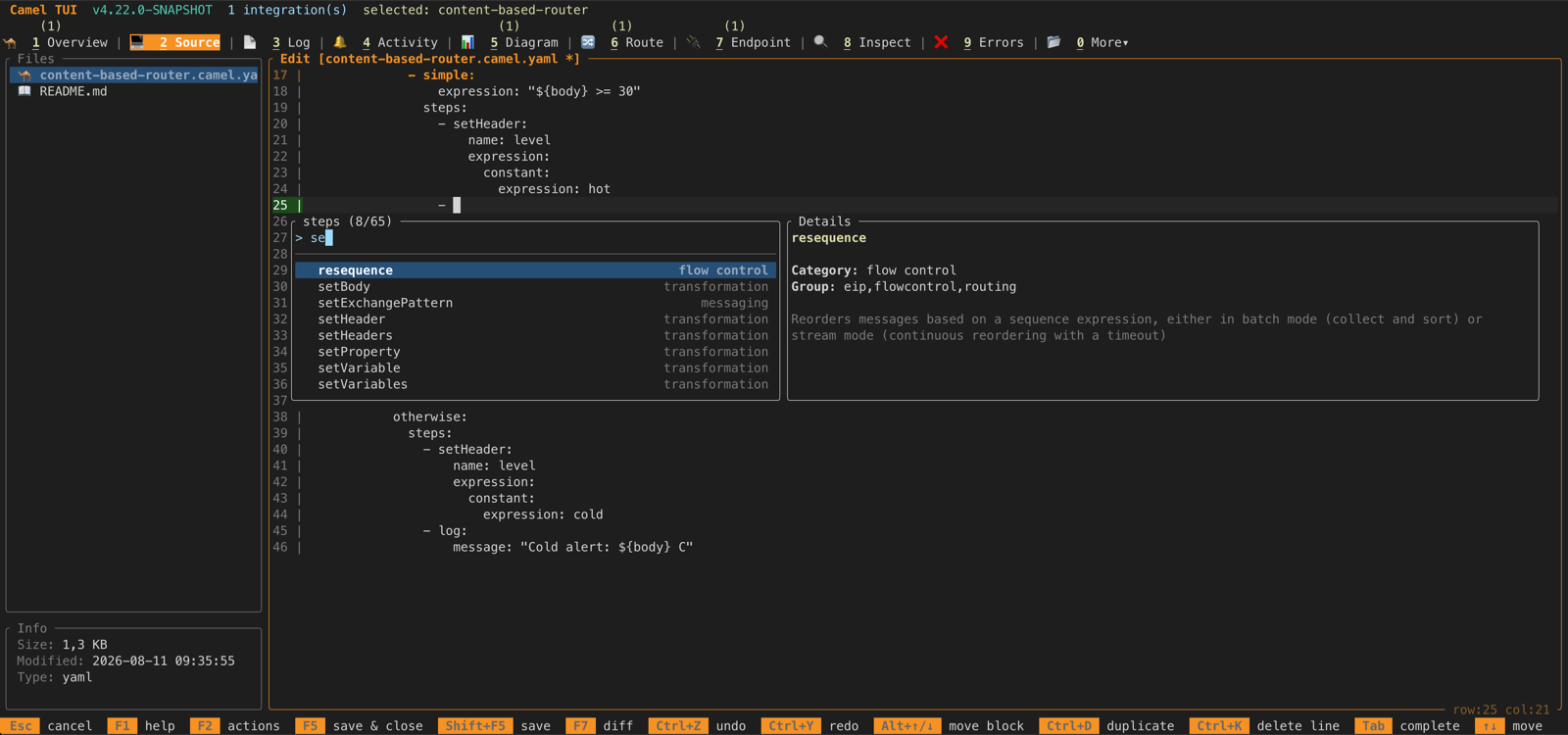 Tab completion showing EIP names